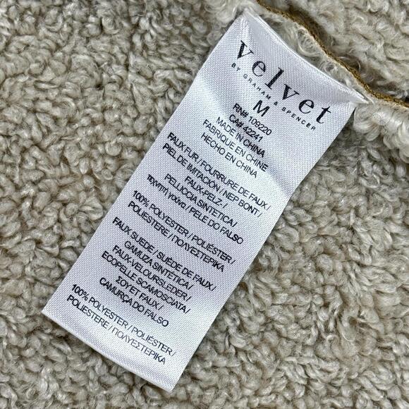 Velvet by Graham Spencer Faux Shearling Vest Suede Sherpa Beige Women M Casual - Picture 5 of 9